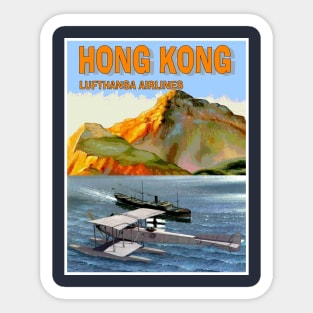 Lufthansa Airlines Vintage Fly to Hong Kong Travel Advertising Poster Print Sticker